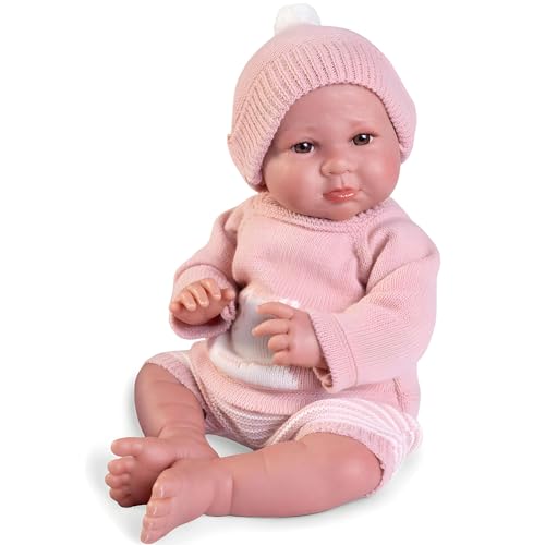 Muñecas Antonio Juan | Sweet Reborn Luca en Conjunto de Punto | Cuerpo de Tela Ponderado 42 cm | Articulaciones Móviles | Ref. 80324 - Colección 2024