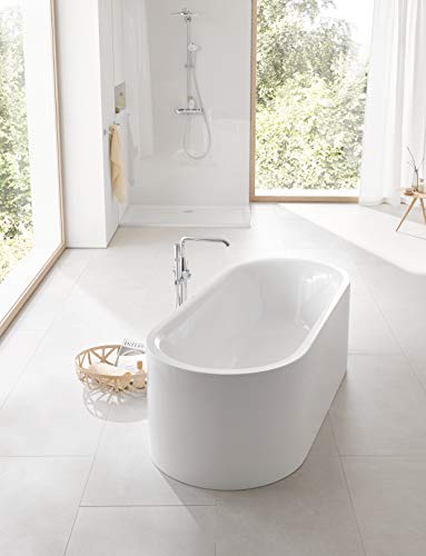 Grohe Essence - Grifo de bañera con sistema de montaje en suelo, teleducha Grohe Euphoria Cosmopolitan Stick, ángulo de giro ajustable a 0°, 150° o 360°, aireador Grohe AquaGuide (23491001)
