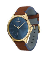 HUGO Reloj Analógico de Cuarzo para Hombre Colección #Smash con Correa de Cuero Marrón - 1530134