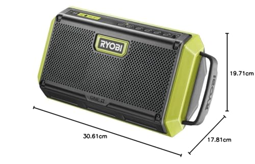 Ryobi - Altavoz Portátil Bluetooth 10W 18V One+ - hasta 17 Horas de Reproducción con Batería de 5 Ah - Peso 1,6kg - Alcance del Bluetooth 25m - Puerto de Carga USB - Sin Batería ni Cargador - RBT18-0