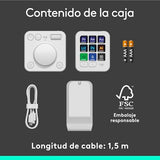 Logitech MX Creative Console, keypad programable con 9 teclas LCD personalizables y dial de control para diseño gráfico, edición de vídeo, fotografía, uso con Adobe, Zoom, Spotify - Gris Pálido