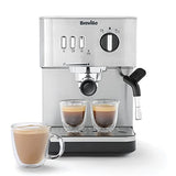 Breville Máquina de expresso Bijou Barista | Expreso automático y manual, Cafetera capuchino y café con leche | Bomba de 15 bares | Vara de vapor | Plateada [VCF149X]