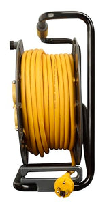 Masterplug Pro-XT Enrollacable 40m, Alargador Enchufe IP55, Extensión Eléctrica 3 Tomas Schuko, Alargo Enchufe Profesional 3x2,5mm2