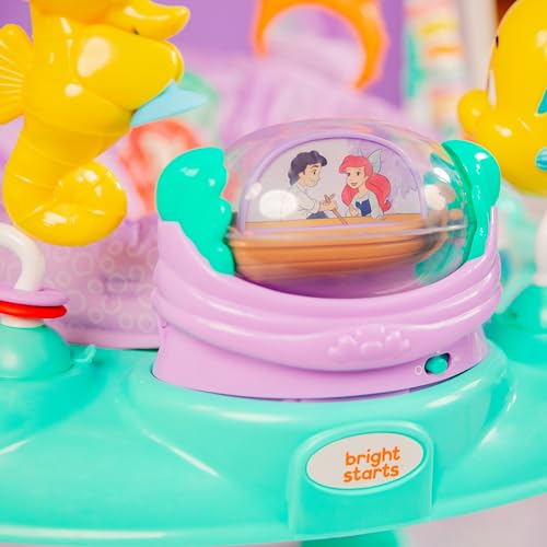 Bright Starts, Sea of Activities: Saltador de Actividades para Bebés de La Sirenita de Disney, con Juguetes Interactivos, Luces y Música, Incluye Princesa Ariel, 6-12 Meses (Azul)