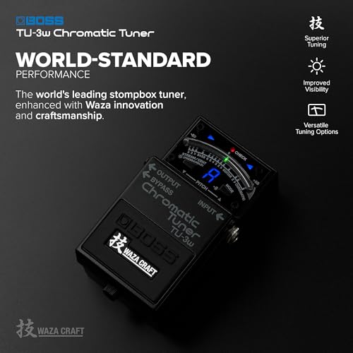 Afinador de suelo cromático BOSS TU-3W con innovación y técnica Waza | Excelente afinador de pedalera para guitarra y bajo | Circuito rediseñado con bypass con buffer o true seleccionable