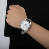 Festina Reloj Hombre F16760/1 Timeless Chronograph Caja de Acero Inoxidable 316l Plateado Correa de Cuero Marrón