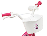 A.T.L.A.S. Bicicleta Infantil de 12 Pulgadas Minnie de Disney Equipada con 1 Freno, Cesta Delantera, Soporte para muñeca Trasera, Guardabarros + Casco Incluido niña, Niñas, Rosa, 12''