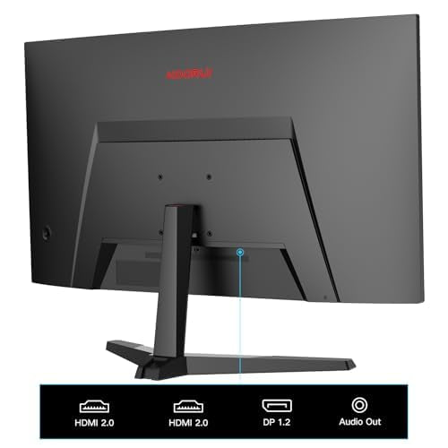 KOORUI 24E6CA Monitor Gaming Curvo 24 Pulgadas, 180HZ, 1ms, 1500R, HDR, VA 3000:1, FHD 1920x1080, 2xHDMI 2.0, DP 1.2, Adaptive Sync, Eye Care, VESA 100x100mm, Inclinación Ajustable