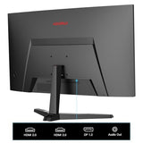 KOORUI 24E6CA Monitor Gaming Curvo 24 Pulgadas, 180HZ, 1ms, 1500R, HDR, VA 3000:1, FHD 1920x1080, 2xHDMI 2.0, DP 1.2, Adaptive Sync, Eye Care, VESA 100x100mm, Inclinación Ajustable
