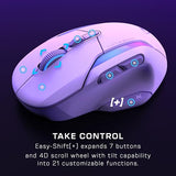 Turtle Beach Kone II Air: ratón inalámbrico ergonómico RGB para Juegos, batería de 350 Horas, Sensor óptico de 26 000 PPP interruptores ópticos de 100 Millones de clics, Blanco ártico