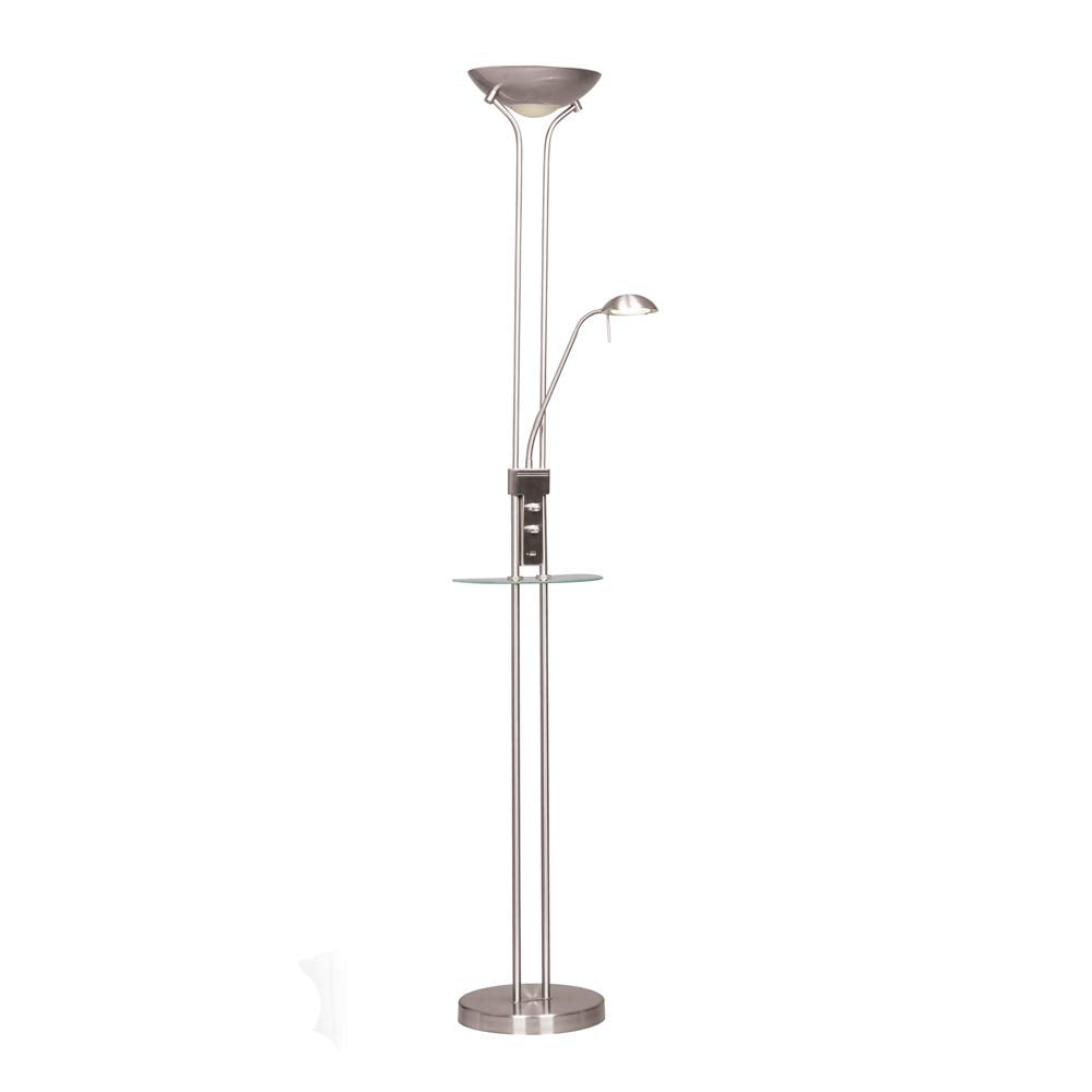 wonderlamp Lámpara de pie LED Olimpia (18W+5W). Brazo flexible para lectura. Luz regulable - repisa de cristal y cargador USB, W-A000136