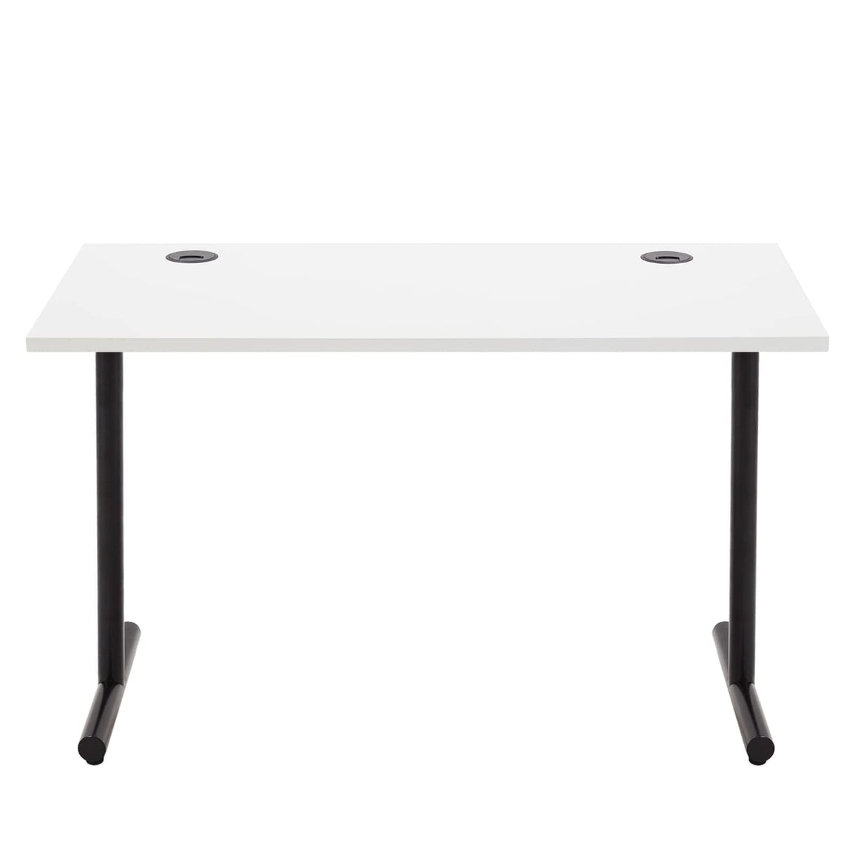 Amazon Basics - Escritorio simple para oficina en casa, escritorio para PC, parte superior blanca y marco negro, rectangular, fácil de montar, 120 x 60 x 73,6 cm