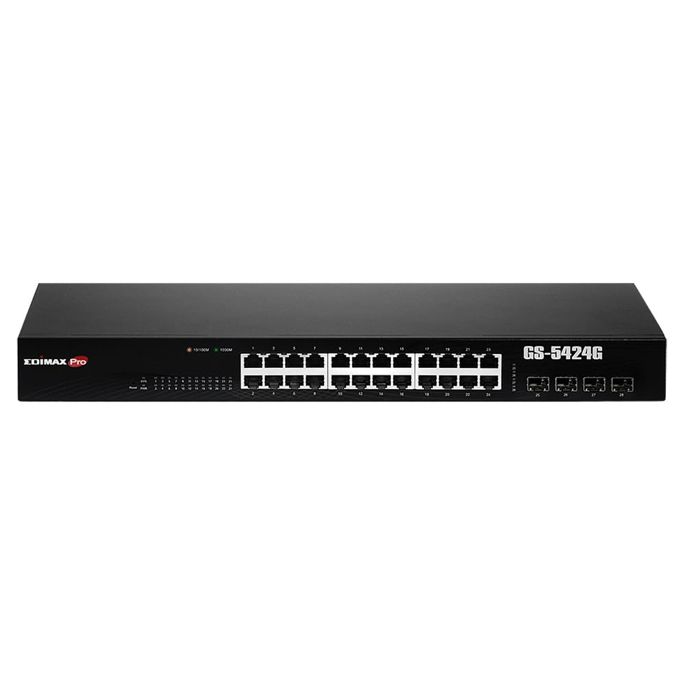 Edimax Gs-5424G Negro - Switch De Red (Gestionado, Gigabit Ethernet (10/100/1000), Montaje En Rack, 1U)
