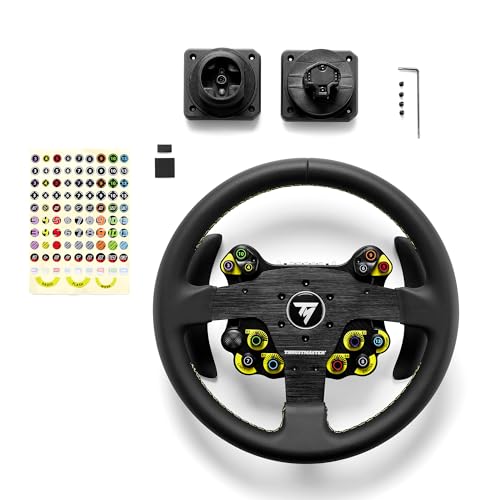 Thrustmaster EVO Racing 32R Leather, Aro de Volante Redondo Forrado en Cuero y Buje Desmontable, para PC y Consolas