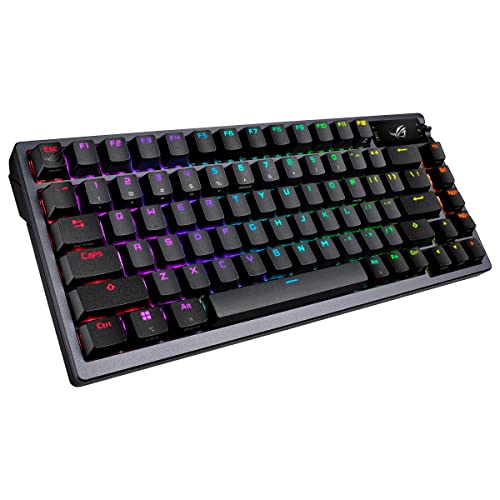 ASUS ROG Azoth - Teclado Mecanico Gaming 75%, Cubierta Metálica, Switch ROG NX Red lubricados, ABS, Kit de Lubricado, IR, BT y USB-C, Pantalla OLED, Tres Alturas y Compatible con Mac - QWERTY español