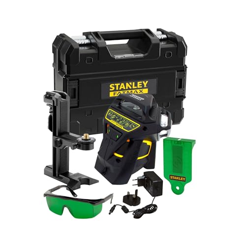 STANLEY FATMAX FMHT1-77356 - Trazador de Líneas Láser X3G, 3 x 360° en Color Verde, Visible a 4 Veces la Distancia, Precisión de +/-3mm a 10m, Resistente al Agua, Batería de Larga Duración