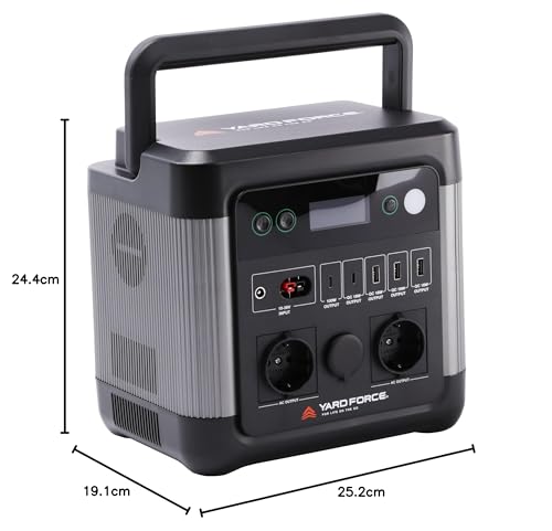 Yard Force 1200W Portable Power Station with 22.2V / 43.5Ah Lithium-Ion battery, triple USB ports and dual AC output - LX PS1200