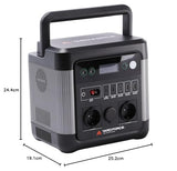 Yard Force 1200W Portable Power Station with 22.2V / 43.5Ah Lithium-Ion battery, triple USB ports and dual AC output - LX PS1200