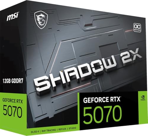 MSI GeForce RTX 5070 12G Shadow 2X OC - Tarjeta gráfica Extreme Performance: 2557 MHz, 28 Gbps, 12GB GDDR7, 192-bit, PCI Express® Gen 5