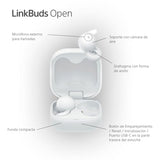 Sony LinkBuds Open – Auriculares Open True Wireless Bluetooth: Sonido Transparente, 4,8 g Comodidad Todo el día, Sonido, conexión multipunto, 22 h de batería, iOS y Android - Blanco