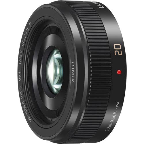 Panasonic LUMIX H-H020AE-K - Objetivo Focal Fija para Cámaras de Montura M4/3 (Focal 20 mm, F1.7, Tamaño Filtro 46 mm, Lentes Asféricas), Negro