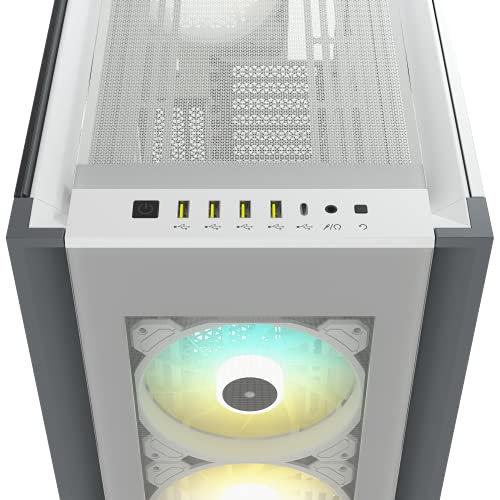 Corsair iCUE 7000X RGB Chasis para PC Inteligente ATX Full-Tower, Tres Paneles de Cristal Templado, Cuatro Ventiladores RGB de 140 mm Incluidos, Espacioso Interior, Blanco
