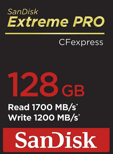 SanDisk Extreme PRO 128GB CF Express Card Type B, up to 1700MB/s, for RAW 4K video, Black