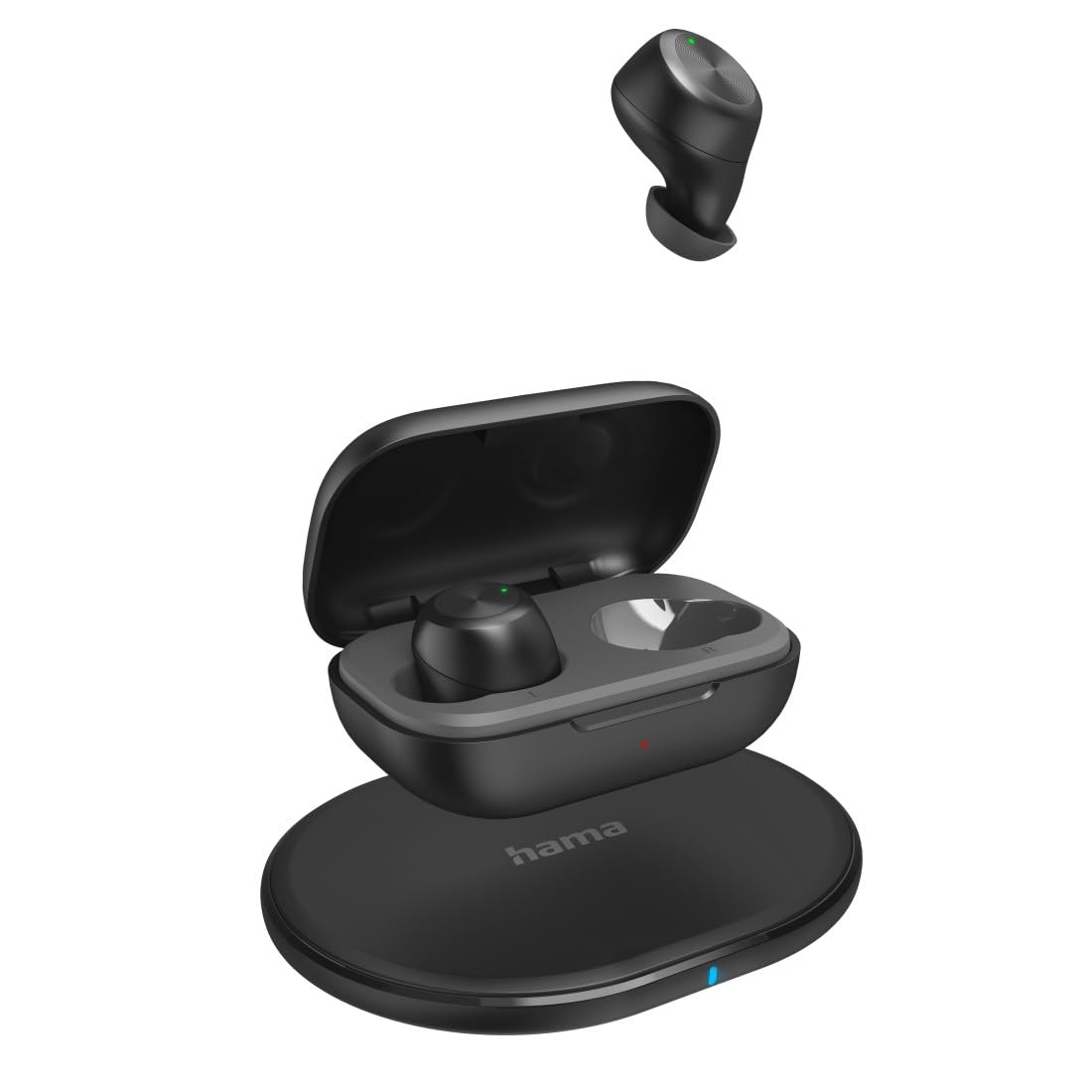 Hama True Wireless In Ear - Auriculares Bluetooth (batería de 4 Horas, Tiempo de conversación de 12 Horas, batería de 12 Horas, Auriculares con Carga inalámbrica y Cargador inalámbrico, protección