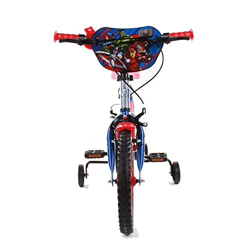 albri Bicicletta Da Pollici Di Bicicleta de 14 Pulgadas Avengers, con estabilizadores Laterales, Botella y Escudo Delantero Personalizado. Producto Fabricado en Italia, Bebés niños, Rojo