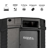 Ibiza - XTK8-MKII - Altavoz Sono pasivo de 8"/20 cm - Tweeter de compresión de 25 mm - Sistema Bass Reflex - Asas y Ruedas - Nueva VERSIÓN - Negro - Fiesta, Eventos, Club, Conferencia