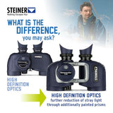 Steiner Optics Marine Commander 7x50 - Prismáticos Profesionales Impermeables con brújula, Calidad Alemana, imágenes cristalinas