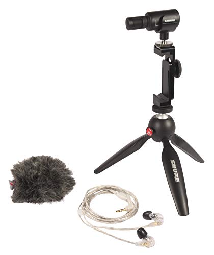 Shure Paquete de vídeo portátil con Cascos SE215 y Kit de vídeo MV88+ con micrófono estéreo Condensador Digital
