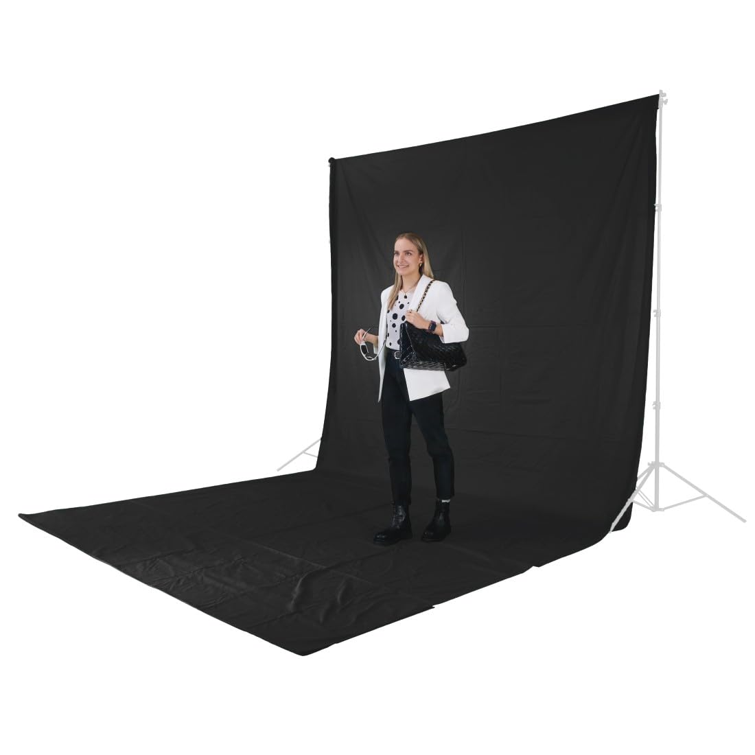 Hama Telón de Fondo fotográfico de 2,95 x 6 m (Fondo Plegable para Estudio fotográfico, 100% algodón, Pantalla Negra, Fondo para fotografía, vídeo y televisión), Color Negro