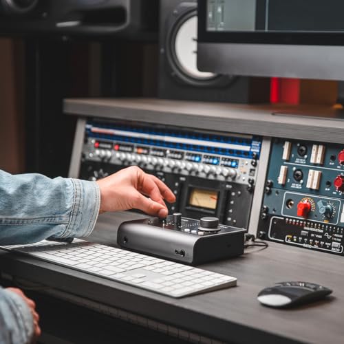 Audient Interfaz de audio Audient iD14 MKII, 2 preamplificadores de micrófono clase a (Interfaz de audio de alto rendimiento, USB-C, mezcla de monitores y función de panorámica de monitores) negro
