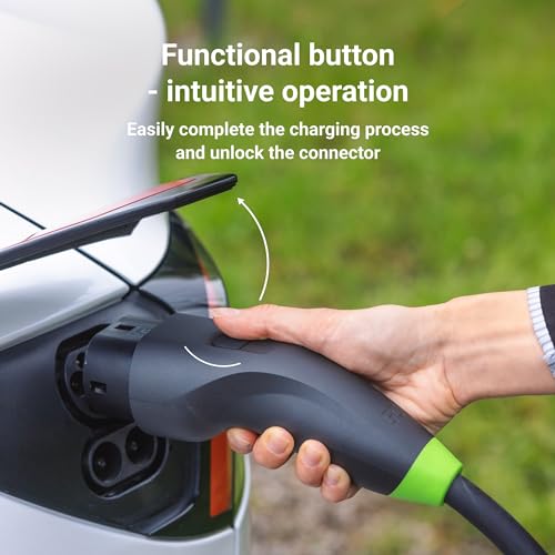 Green Cell GC HabuDen Wallbox 22 kW 32 A 5 m Type 2 Charging Cable Intelligent EV Charging Station with GC App Bluetooth WiFi Compatible with All Electric Cars Electric Car Home Charging with 22 kW /