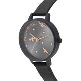 Olivia Burton Reloj Analógico de Cuarzo para Mujer con Correa en Piel Negro - OB16PQ02