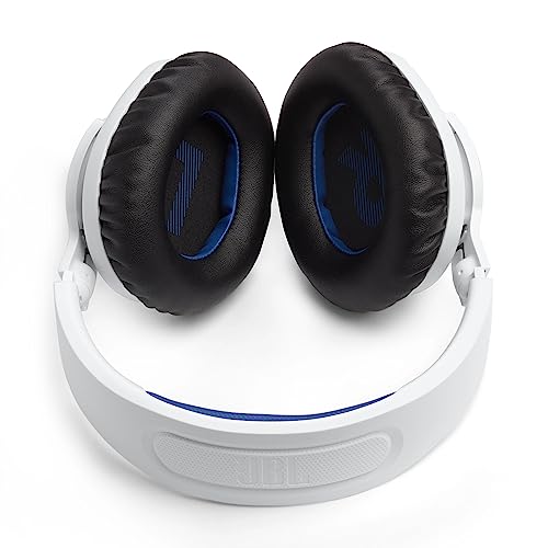 JBL Quantum 360P Auriculares inalámbricos con bluetooth para Playstation, micrófono desmontable, cancelación activa del ruido, QuantumSOUND Signature, 22 horas de batería, blanco