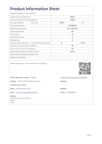 Pirelli P Zero - 355/25/R21 107Y - F/A/75 - Neumático veranos