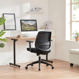 Amazon Basics Silla de oficina ergonómica, silla de escritorio, reposabrazos ajustables, soporte lumbar, agradable en la espalda, silla ejecutiva de malla, fácil montaje, 63,5 x 58,4 x 91,4 cm, Negro