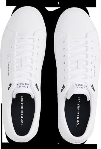 Tommy Hilfiger Sneaker con Suela Vulcanizada Hombre Core Low de Piel, Blanco (White), 43