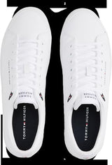 Tommy Hilfiger Sneaker con Suela Vulcanizada Hombre Core Low de Piel, Blanco (White), 43