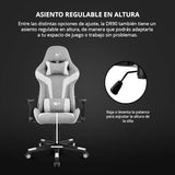 DRIFT GAMING DR90 – Silla Gaming ergonómica con reposacabezas y Lumbar, Respaldo reclinable 135°, Brazos 2D Ajustables, Tejido Transpirable, Base de Nylon y pistón de Gas Clase 4 – Gris/Blanco