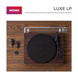 ION Audio Luxe LP - Tocadiscos de Vinilo Bluetooth con Altavoces, conversión USB, Plato de tamaño Completo, Auto-Stop, Salida de Auriculares, 3 velocidades, Madera Tintada