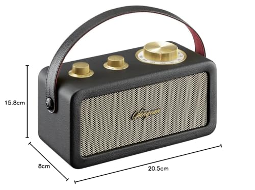 Sangean RA-101 Black Gold. Diseño Retro de Madera y Piel sintética. Bluetooth 5.0. Autonomía 19 Horas con una Carga Completa. AUX-in para Fuentes de Audio externas.