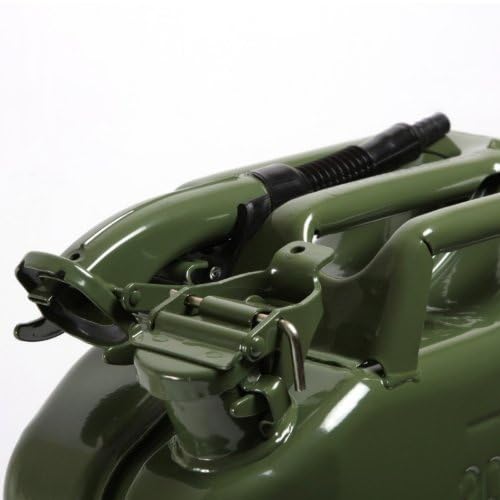 Oxid7® 5x Bidón metálico de combustible 20 litros verde oliva incl. embudo de llenado | Apto para gasolina, gasóleo y bioetanol | Bidón de gasolina 20L con homologación UN y homologado