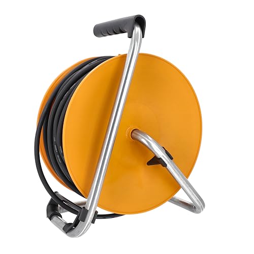 as - Schwabe enrollacables con cable de 50 m - 3 tomas con tapas de protección - Protegido frente a salpicaduras de agua IP44 - Protección contra sobrecalentamiento - Carrete Made in Germany, 11483