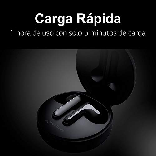 LG TONE Free FN5 Auriculares True Wireless con autolimpieza UVnano que elimina el 99,9% de las bacterias, tecnología Meridian Sound, doble micrófono para llamadas en la oficina y carga rápida en negro
