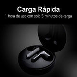 LG TONE Free FN5 Auriculares True Wireless con autolimpieza UVnano que elimina el 99,9% de las bacterias, tecnología Meridian Sound, doble micrófono para llamadas en la oficina y carga rápida en negro