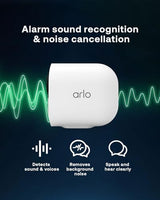 Arlo Ultra 2 Camara de Vigilancia WiFi Exterior 4K, Camara de Vigilancia WiFi Interior, Sensor de Movimiento, Alarmas Para Casa, Requiere Smart Hub Que Se Vende Por Separado, Cámara Adicional, Blanca