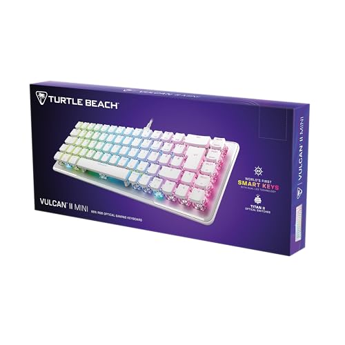 Turtle Beach Vulcan II Mini - 65% Teclado óptico mecánico para Juegos con iluminación RGB Personalizable, tecnología duplicadora de Teclas, Placa de Aluminio, Color Blanco